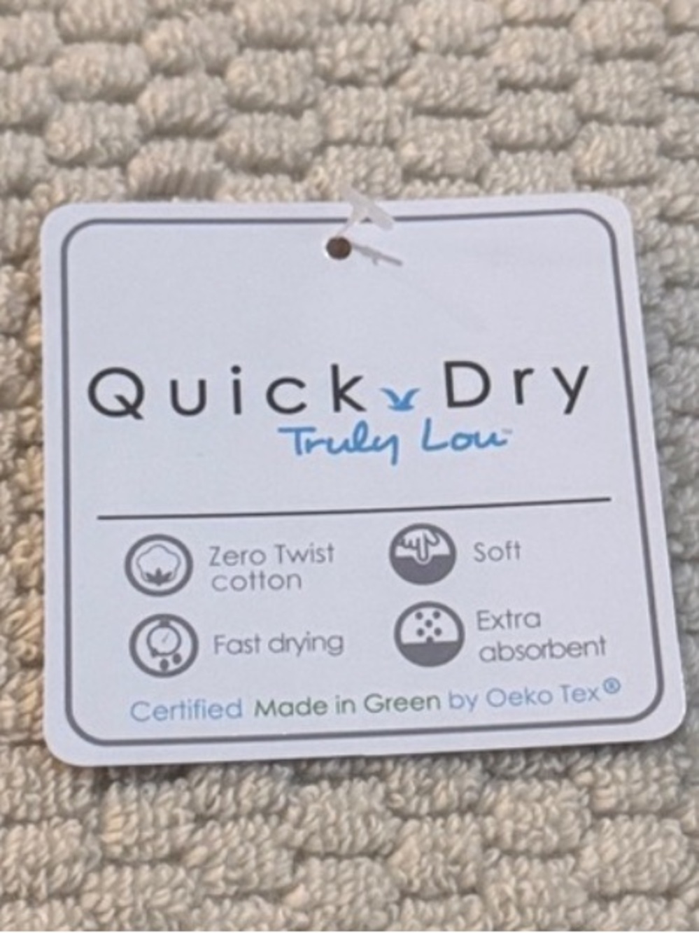 8pc TRULY LOU Quick Dry Zero Twist Cotton Bath Towel Set - Birch - Bone - Picture 6 of 10